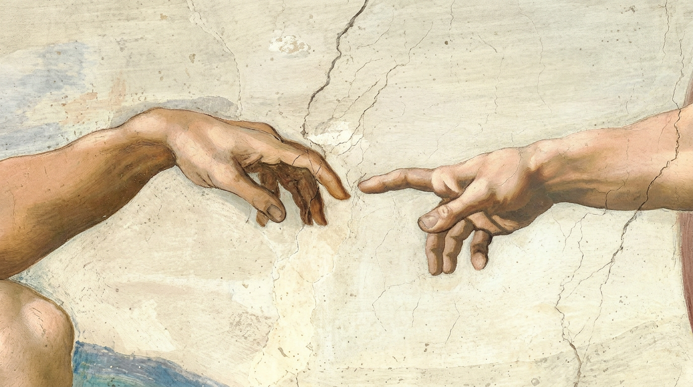 God offers his finger to Adam